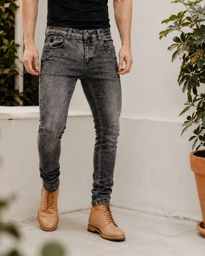 Jean Hombre Skinny Gris Clásico