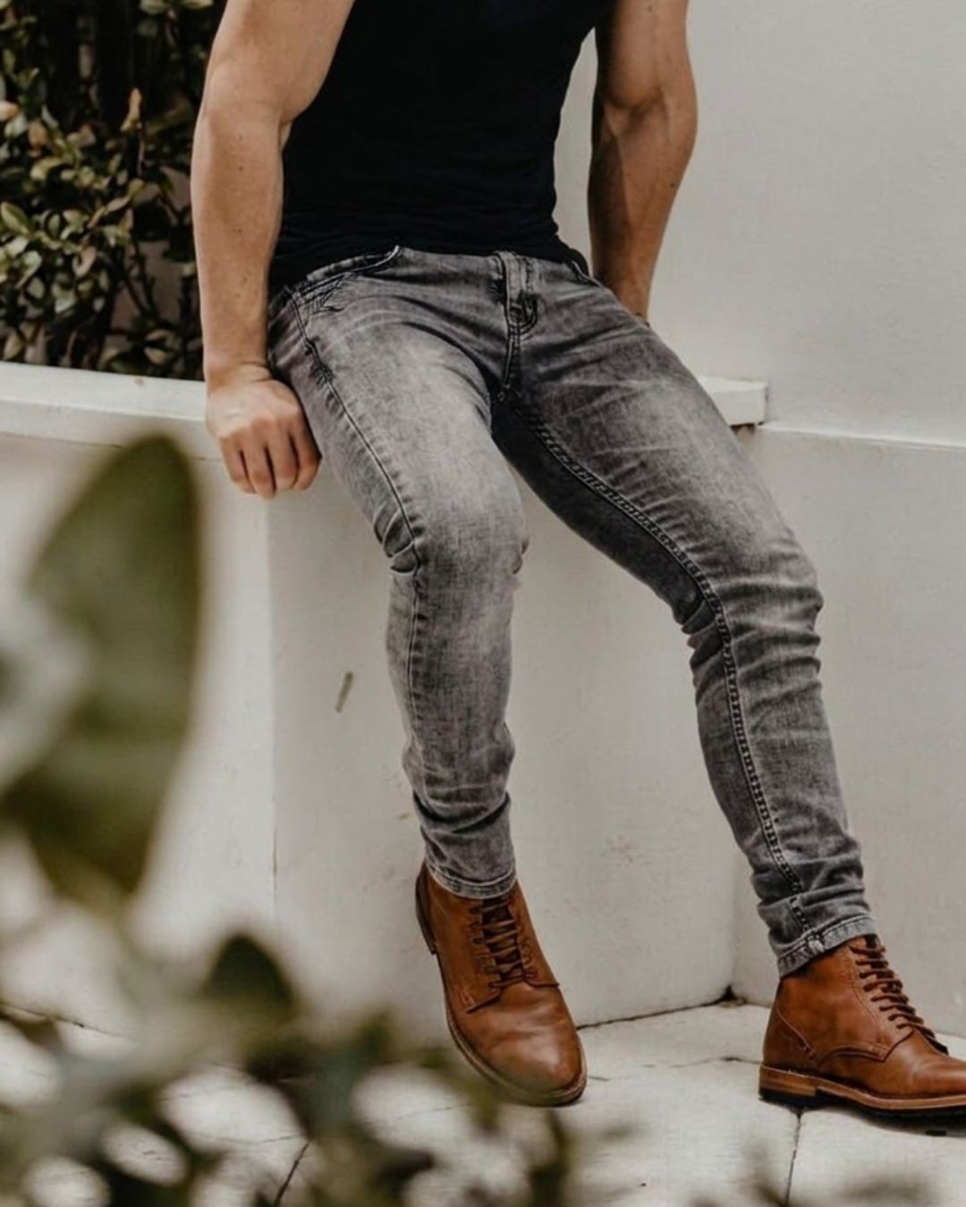 Jean Hombre Skinny Gris Clásico