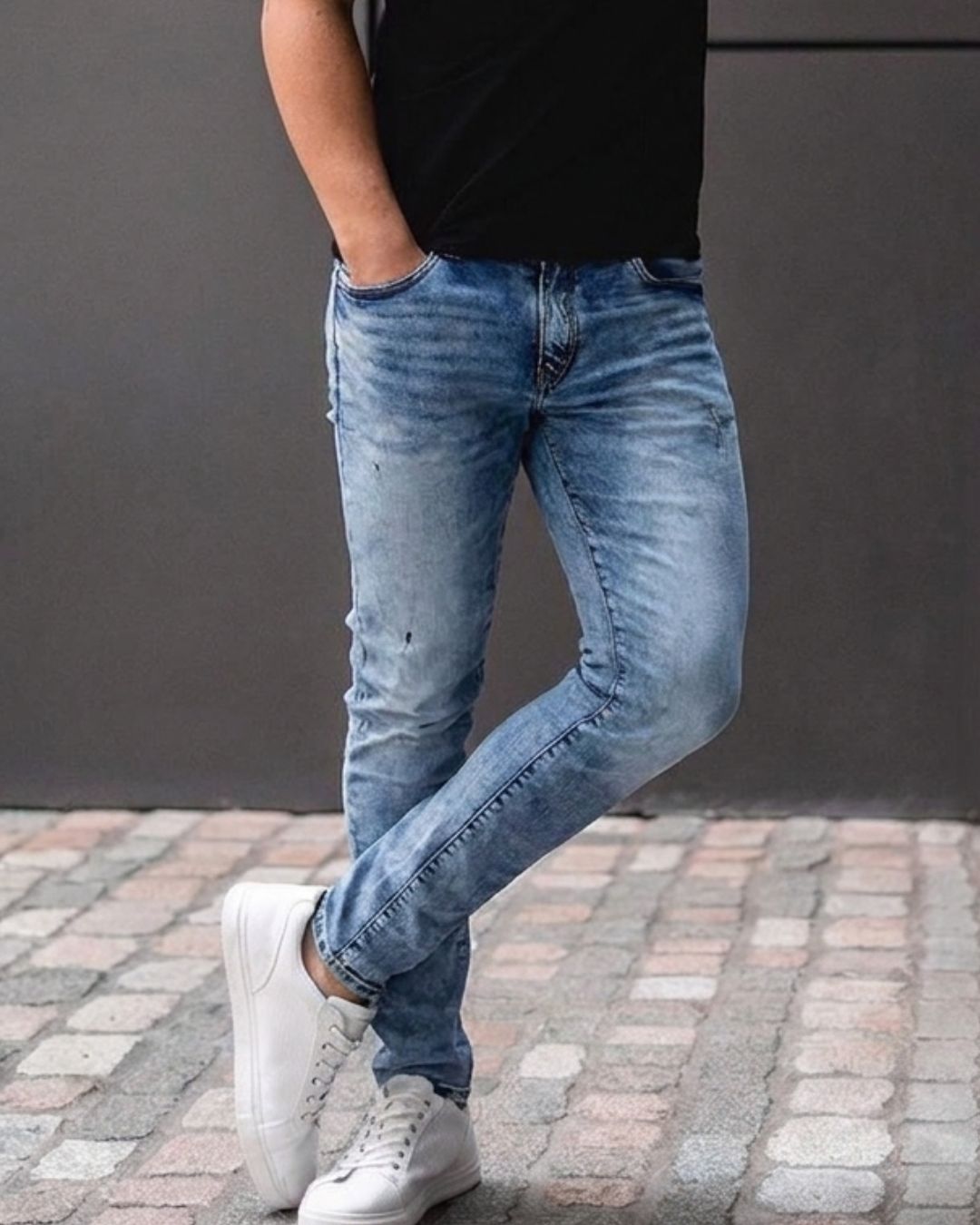 Jean Hombre Skinny Clásico Denim Azul Cielo