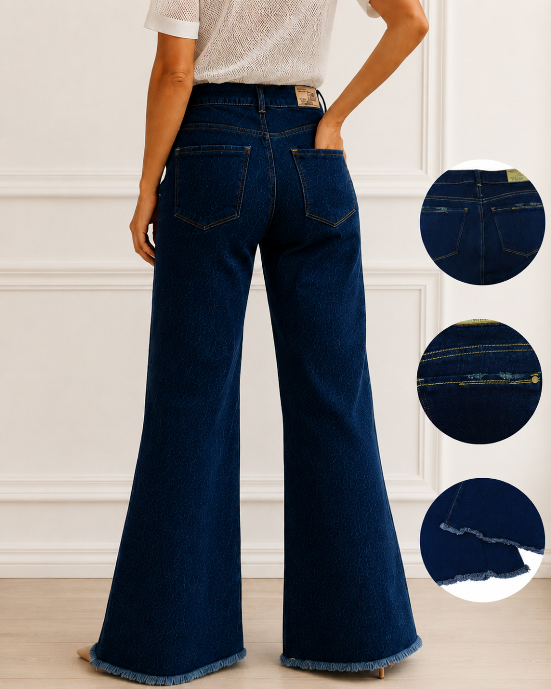 Jean Wide Leg Dama Tiro Alto