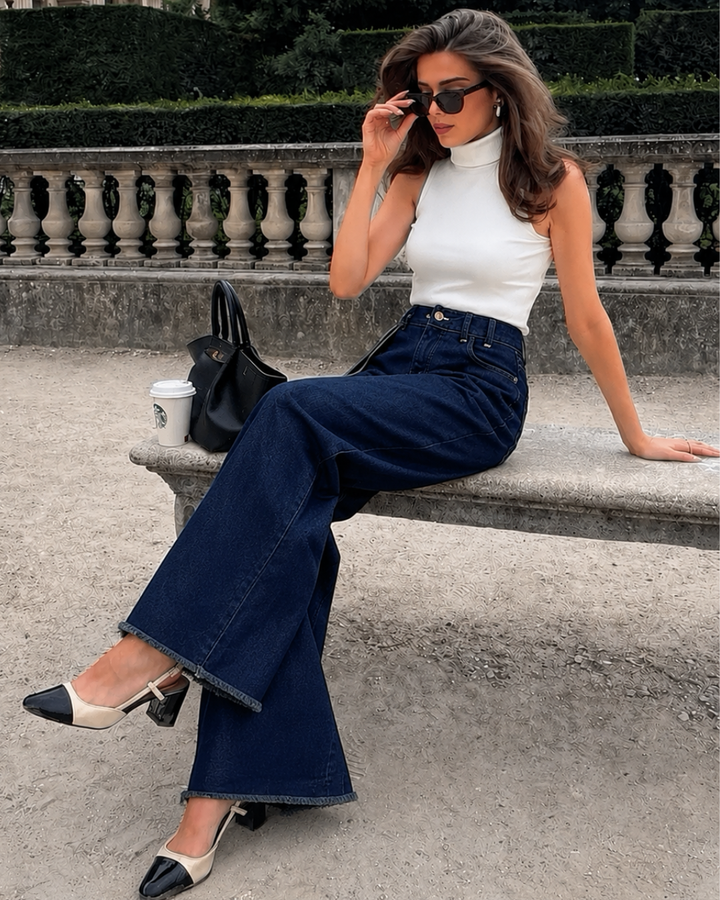 Jean Wide Leg Dama Tiro Alto