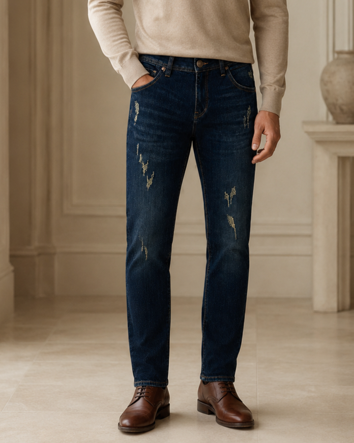 Jean Índigo Slim Fit para Hombre con Desgastes | Purple Rain