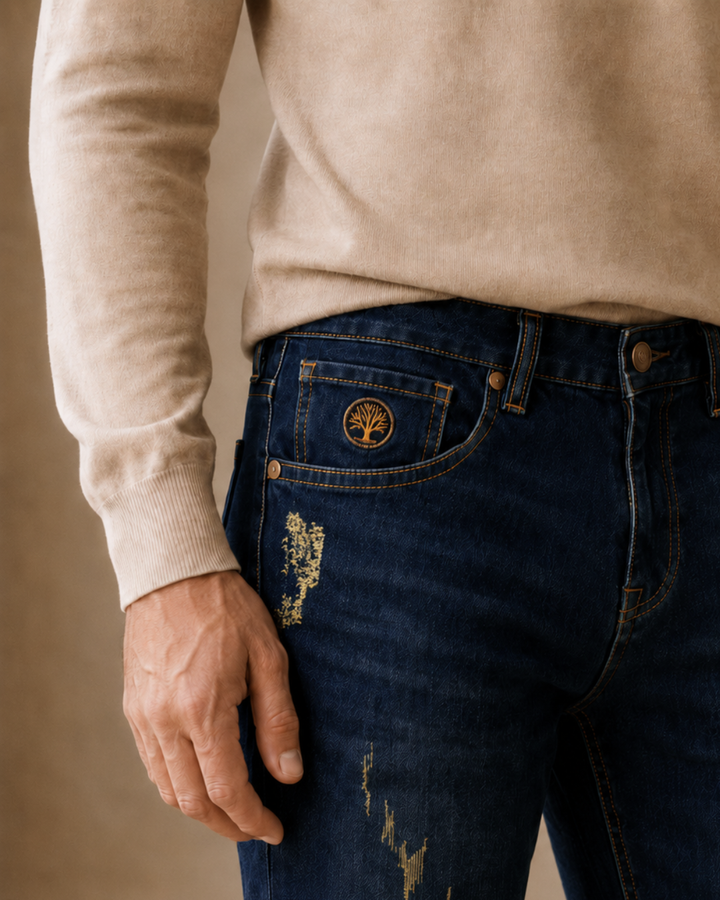 Jean Índigo Slim Fit para Hombre con Desgastes | Purple Rain