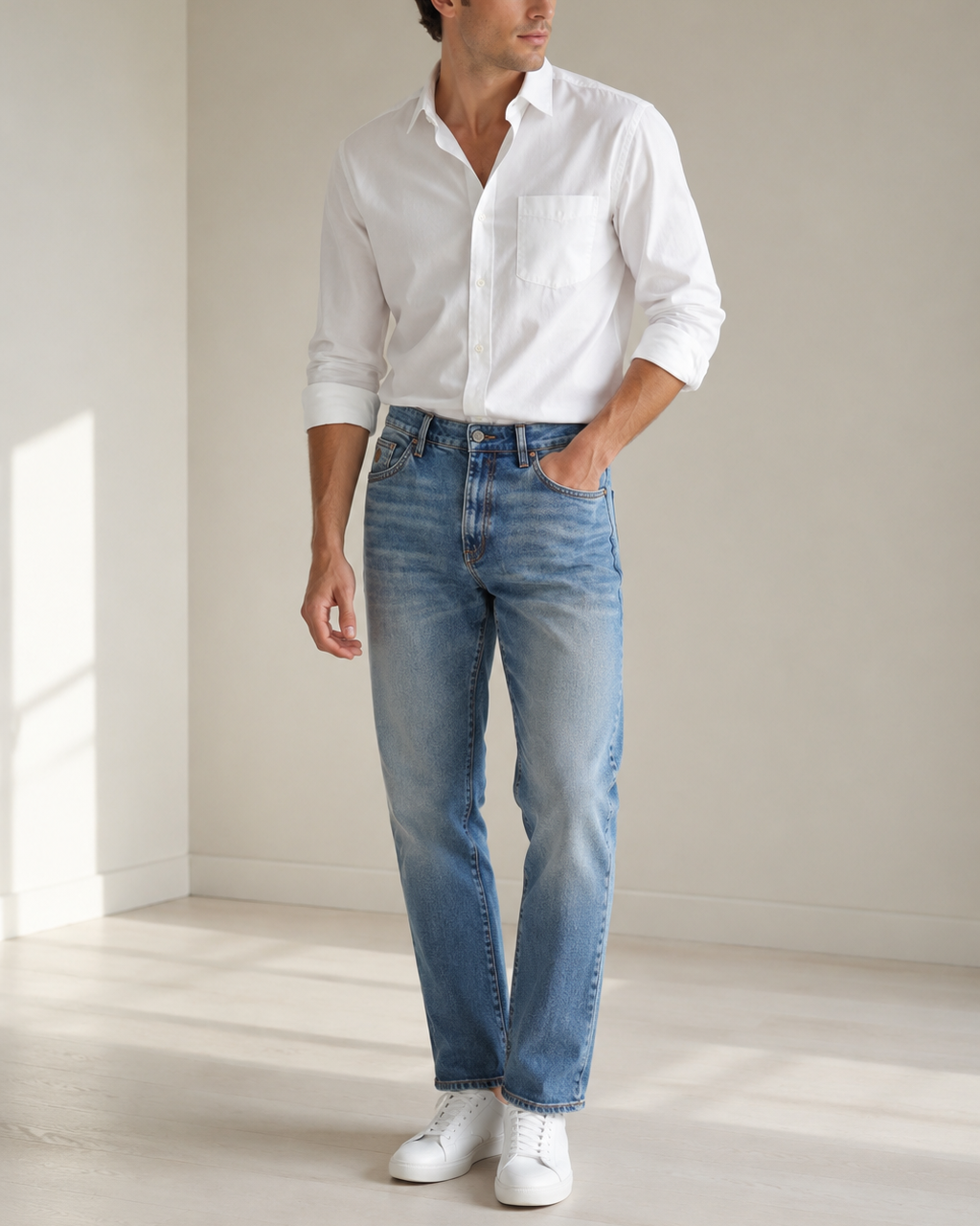 Jean masculino bota recta