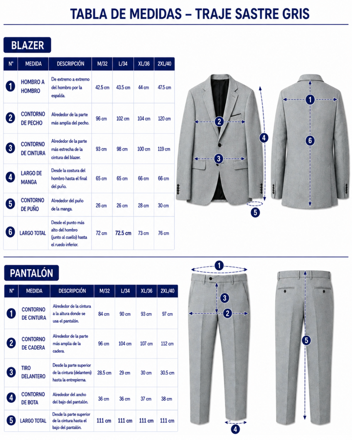 Traje Hombre  Slim Fit Tipo Paño con Coderas. gris plata