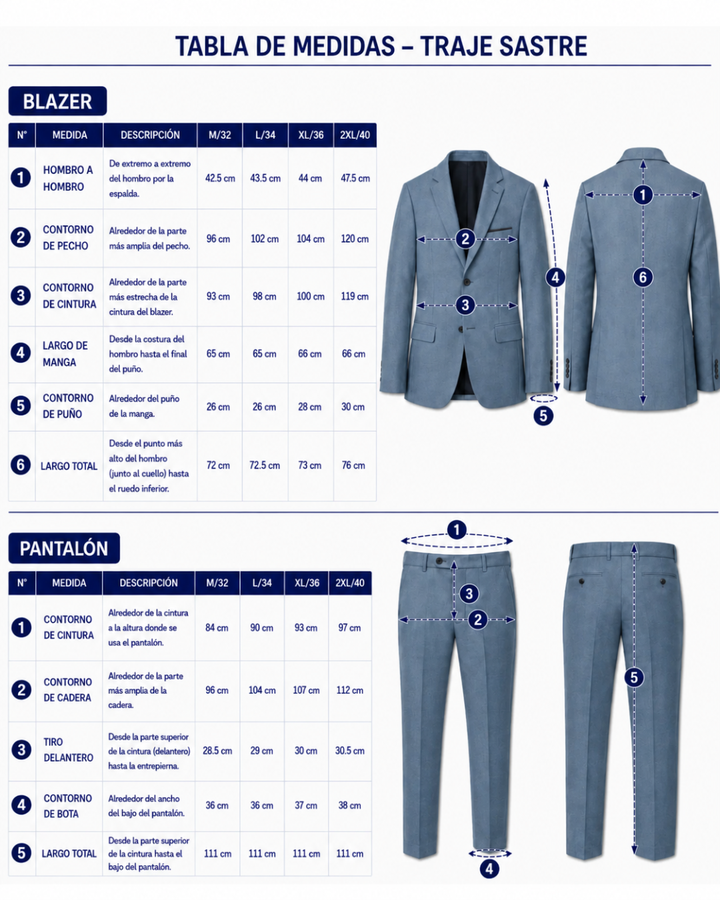 Traje Hombre  Slim Fit Tipo Paño con Coderas. | Petróleo