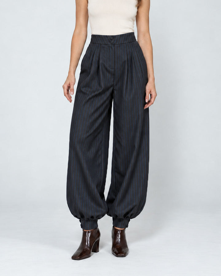 Pantalón Balloon de Mujer en Raya Tiza