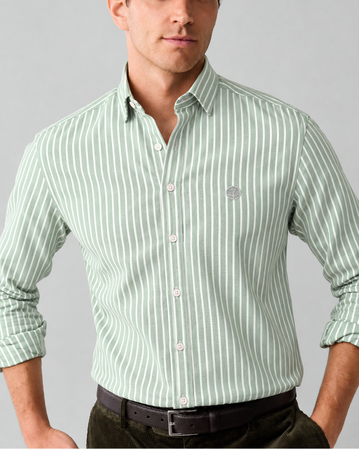 Camisa Hombre Cuello Italiano Manga Larga Raya Gruesa | Purple Rain - Purple Rain