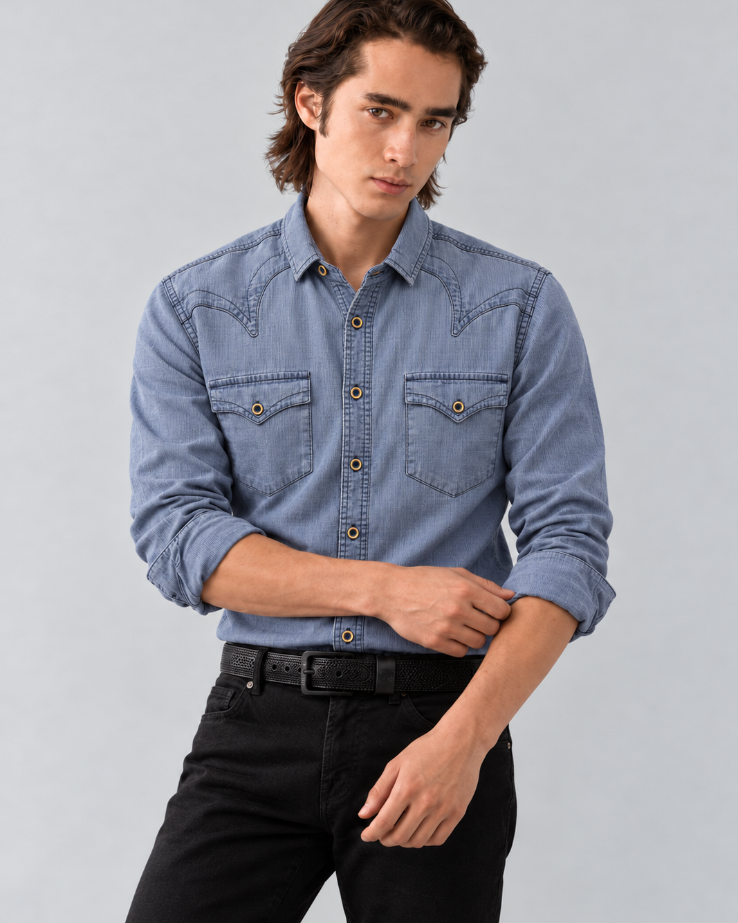 Camisa Manga Larga Hombre Denim Maverick - Purple Rain