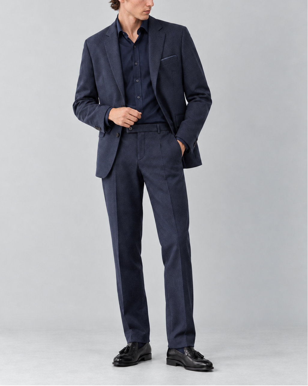 Traje Hombre Premium Azul Oscuro con Coderas