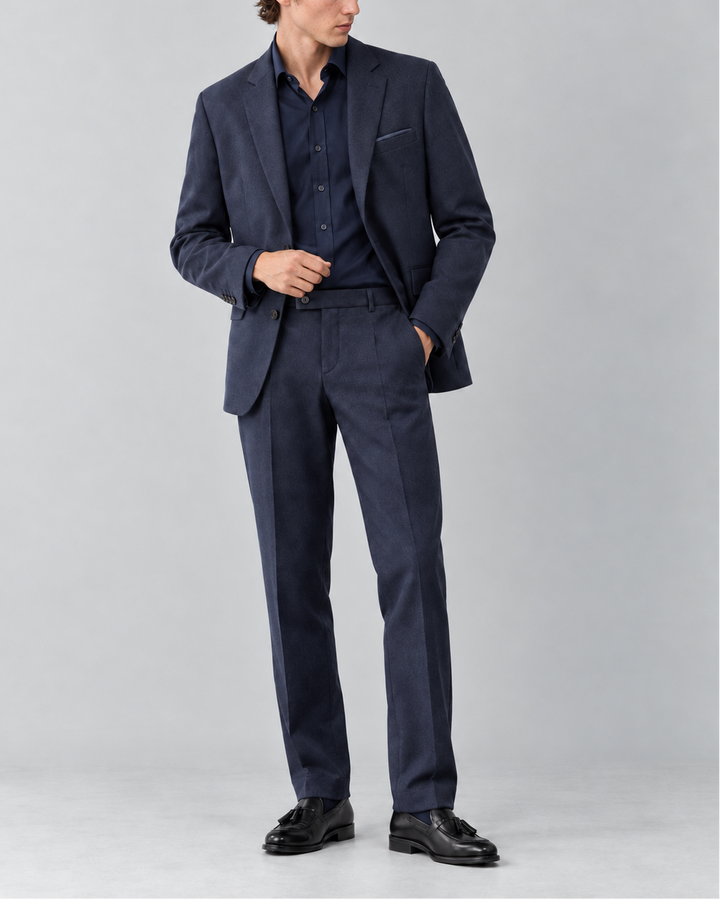 Traje Hombre Premium Azul Oscuro con Coderas