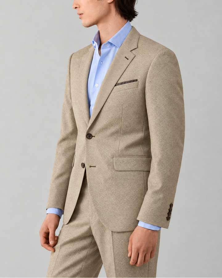 Traje Hombre Premium Texturizado arena sin coderas