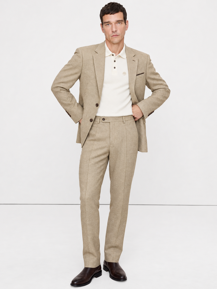Traje Hombre Premium Texturizado arena sin coderas