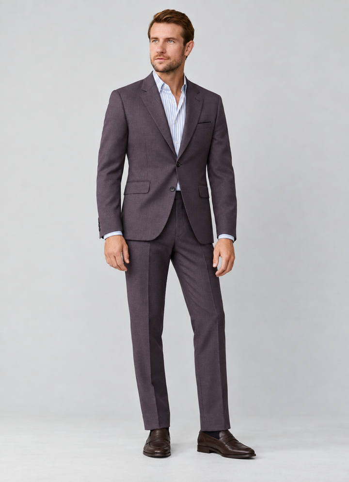 Traje Hombre Premium Ciruela Texturizado sin coderas