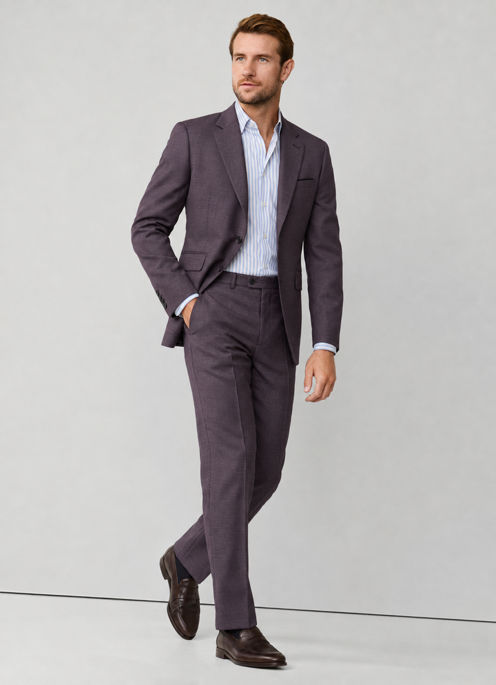 Traje Hombre Premium Ciruela Texturizado sin coderas