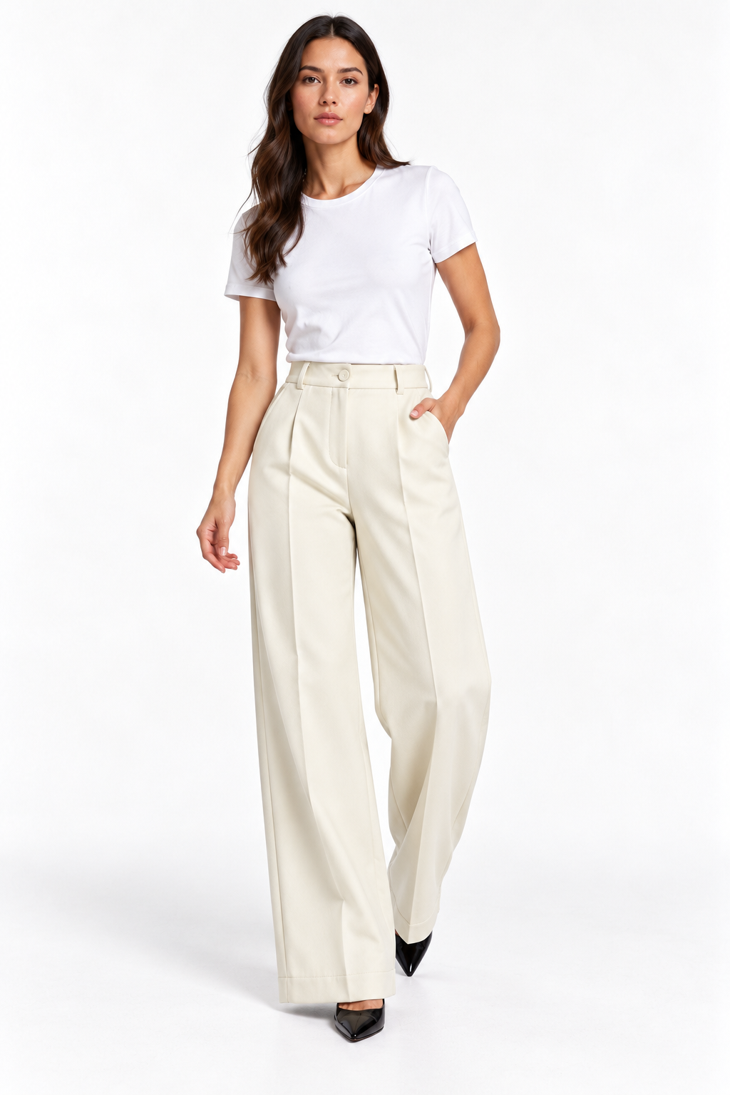 Pantalón Sastre para Mujer de Tiro Alto con Botones Forrados