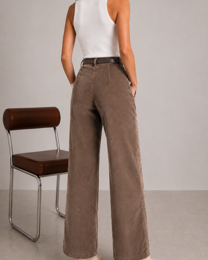 Pantalón dama  Pana Wide Leg Café