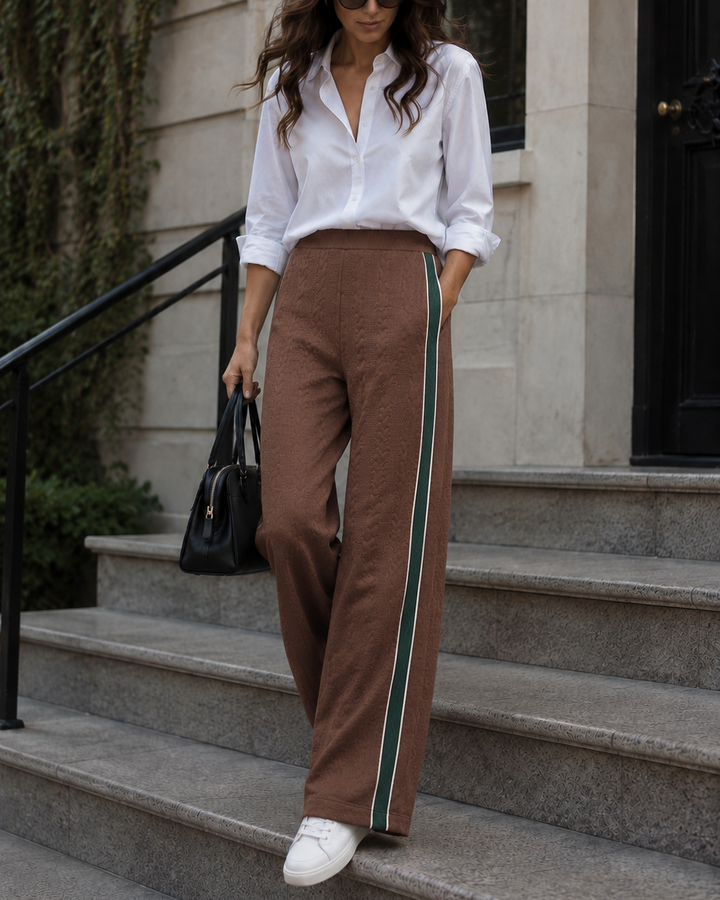 Pantalón Dama · Punto Trenzado con Cinta Lateral - Purple Rain