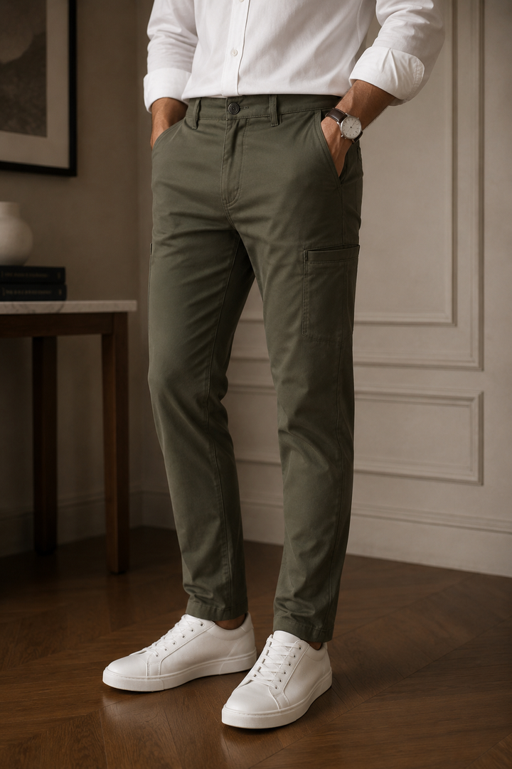 PANTALON VERDE OLIVA HOMBRE 