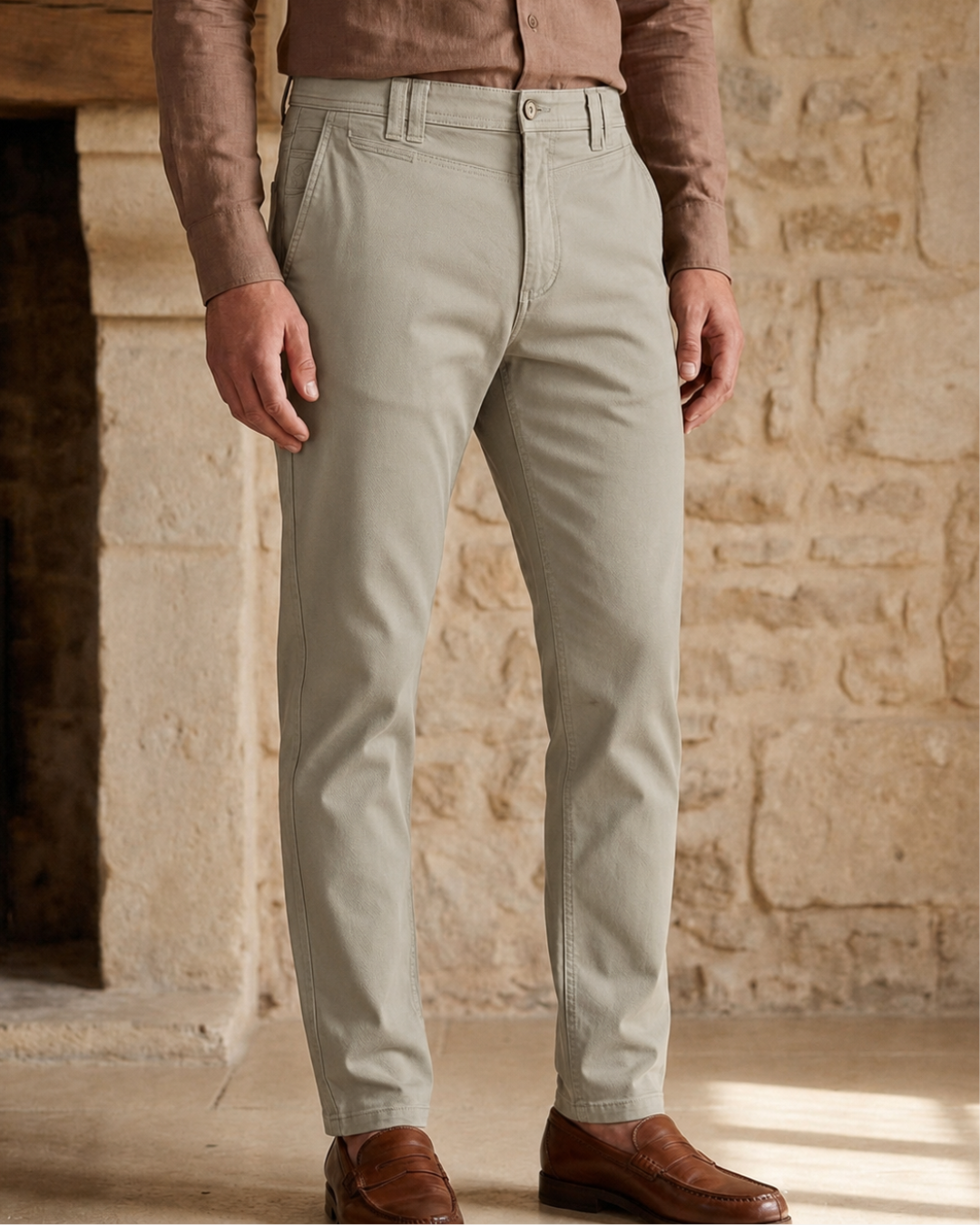 Pantalón Chino Drill Con textura Hombre Slim Fit  | Purple Rain