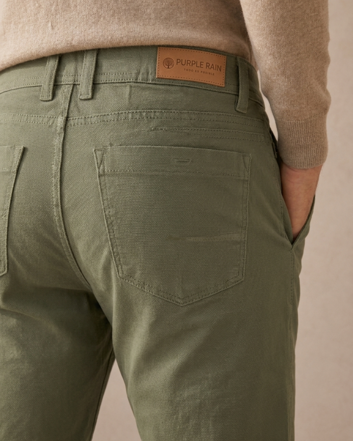 Pantalón Chino Drill Con textura Hombre Slim Fit  | Purple Rain