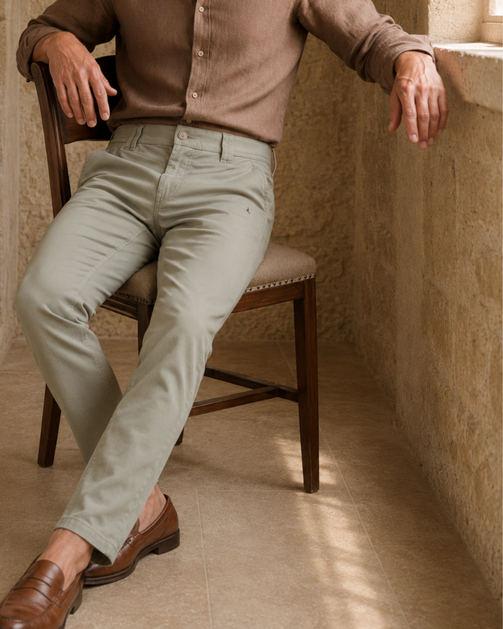 Pantalón Chino Drill Con textura Hombre Slim Fit  | Purple Rain