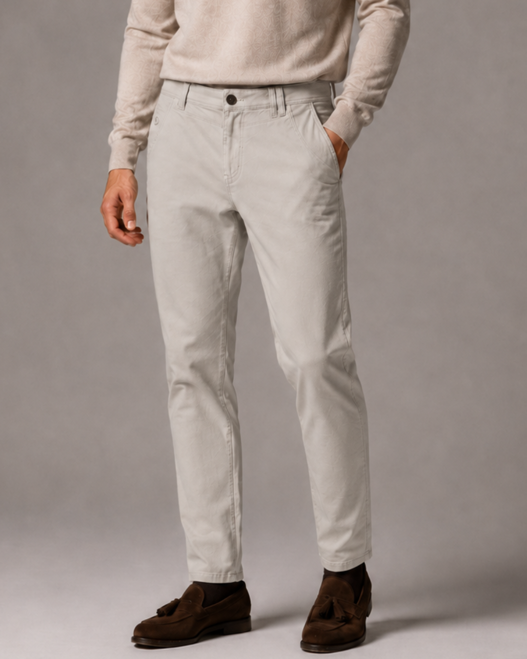 Pantalón Chino Drill Con textura Hombre Slim Fit  | Purple Rain