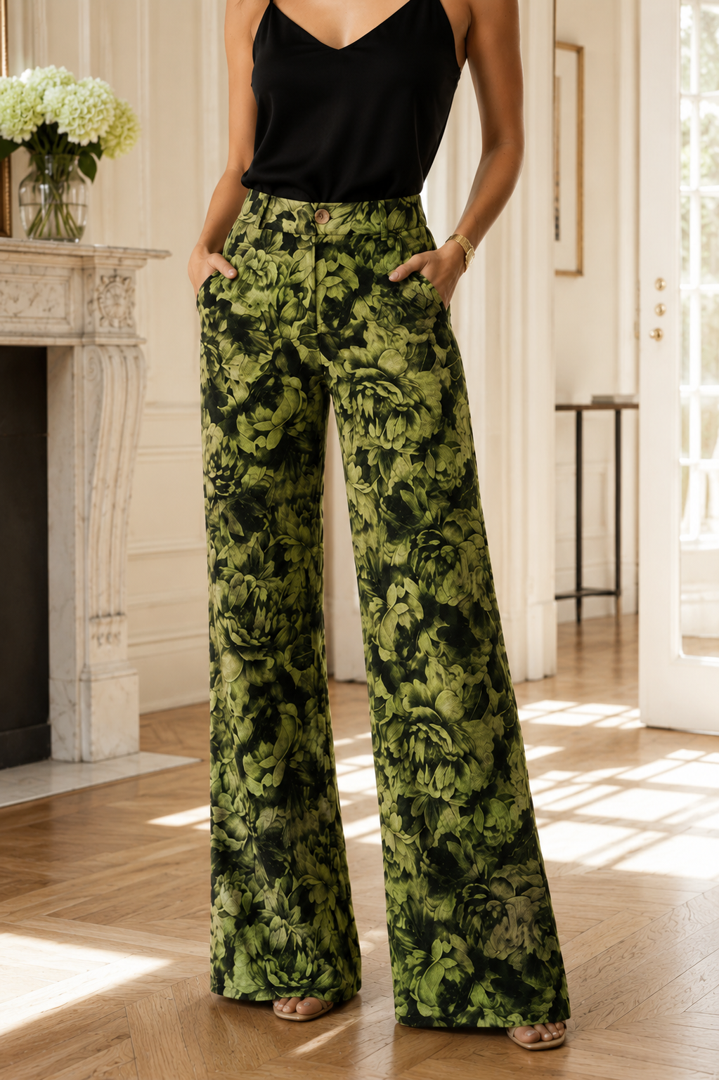 Pantalón Dama Botticelli · Wide Leg Tiro Alto Estampado Floral | - Purple Rain