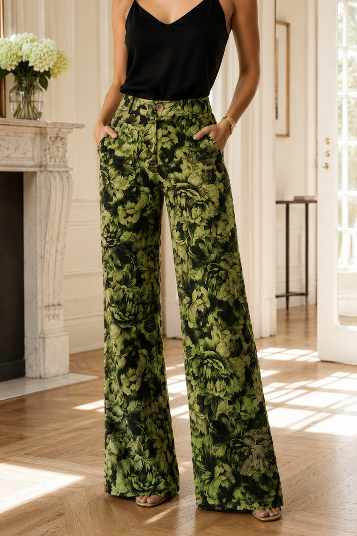 Pantalón Dama Botticelli · Wide Leg Tiro Alto Estampado Floral | - Purple Rain