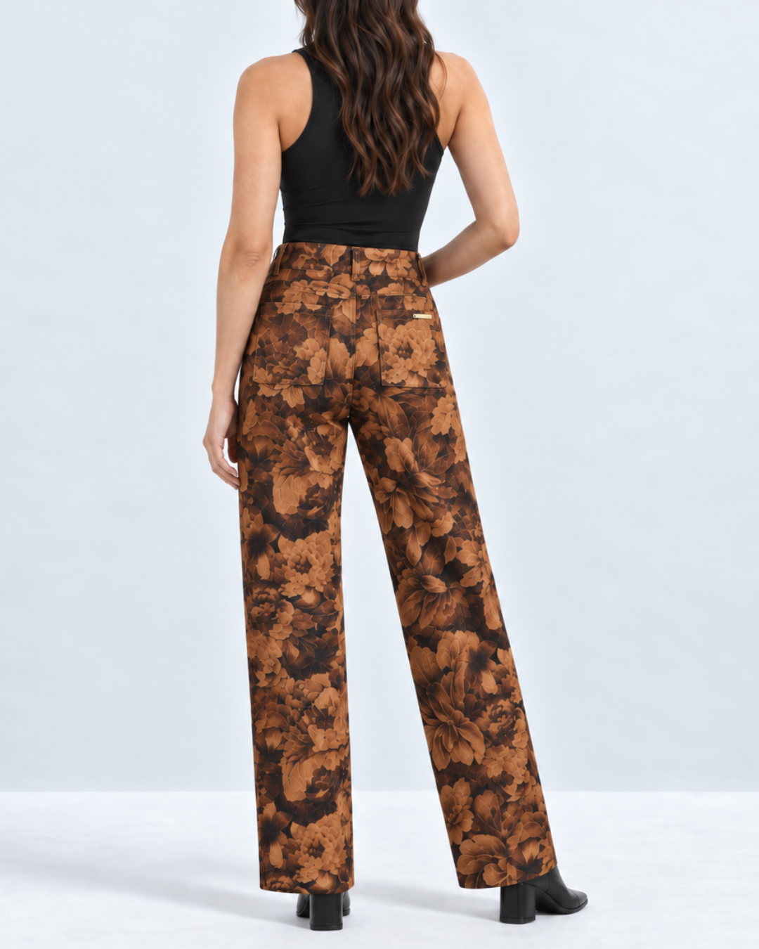 Pantalón Dama Botticelli · Wide Leg Tiro Alto Estampado Floral | - Purple Rain