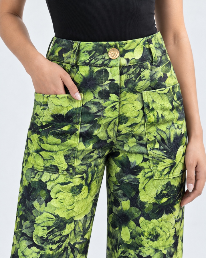 Pantalón Dama Botticelli · Wide Leg Tiro Alto Estampado Floral | - Purple Rain