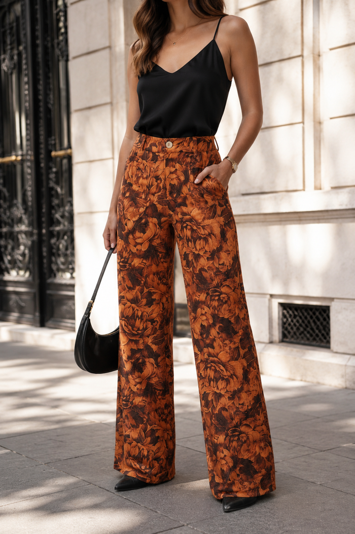pantalon bota ancha Pantalón Dama Botticelli · Wide Leg Tiro Alto Estampado Floral |
