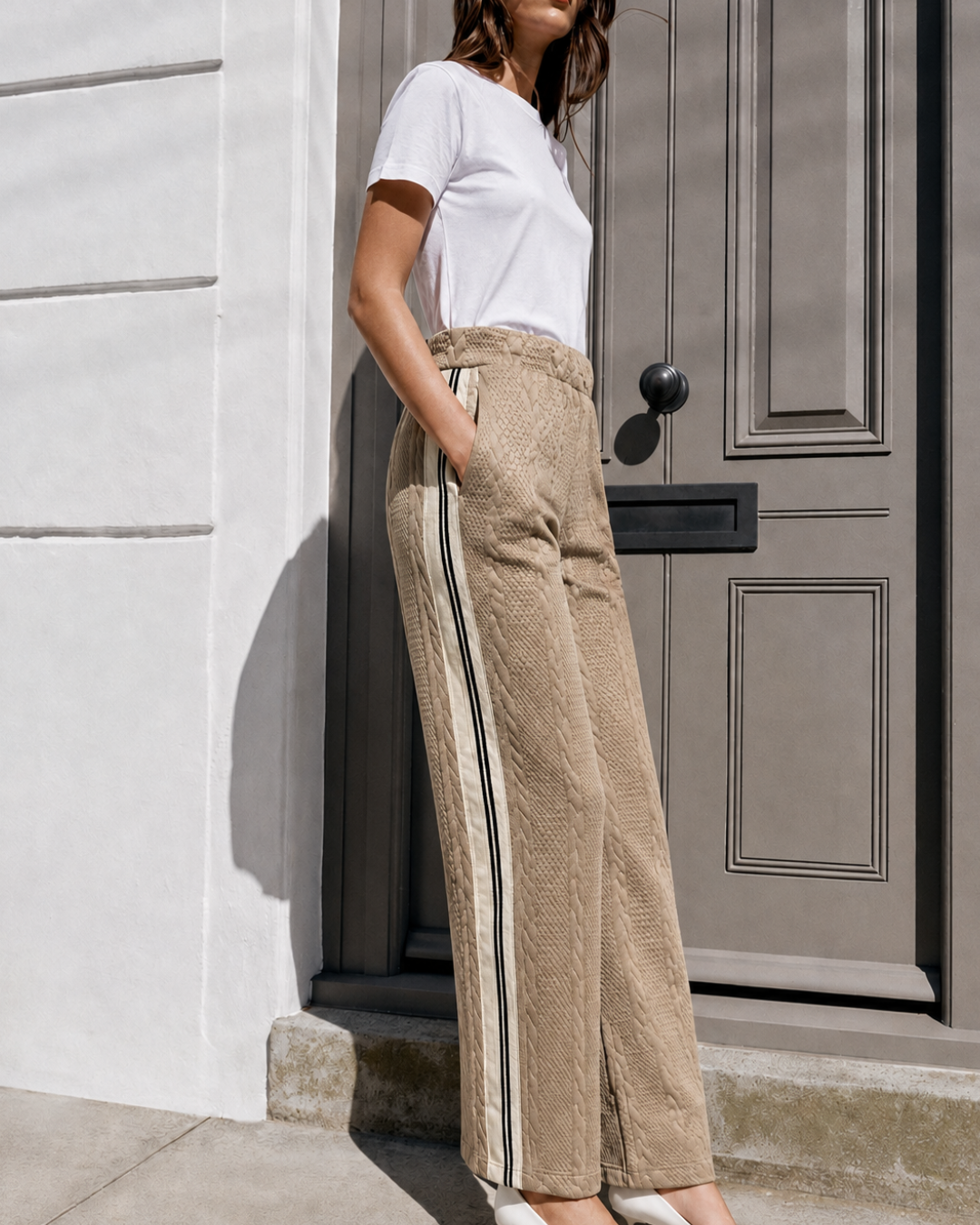 Pantalón Dama · Punto Trenzado con Cinta Lateral