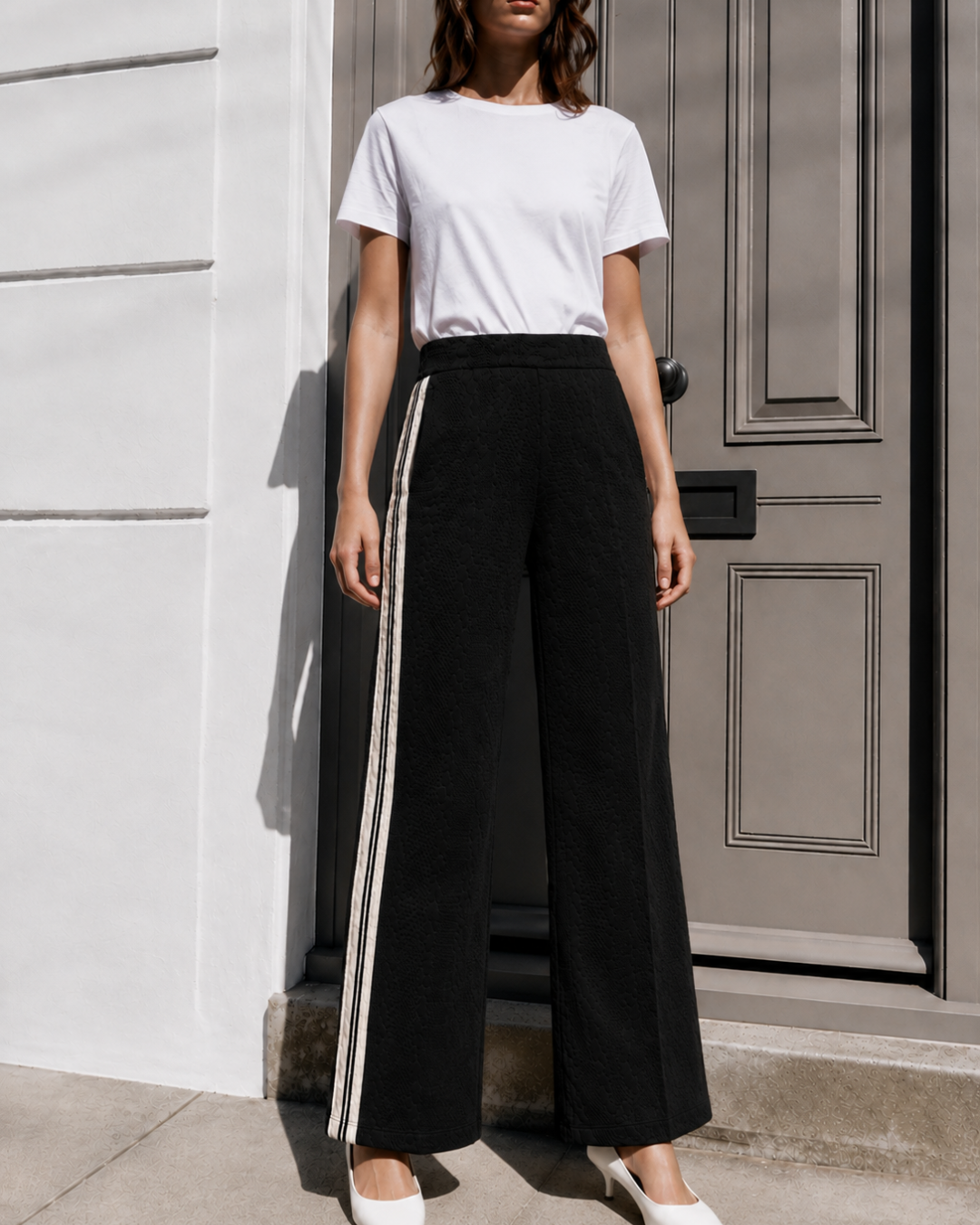 Pantalón Dama · Punto Trenzado con Cinta Lateral
