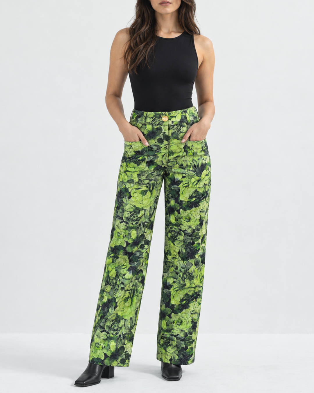 Pantalón Dama Botticelli · Wide Leg Tiro Alto Estampado Floral | - Purple Rain