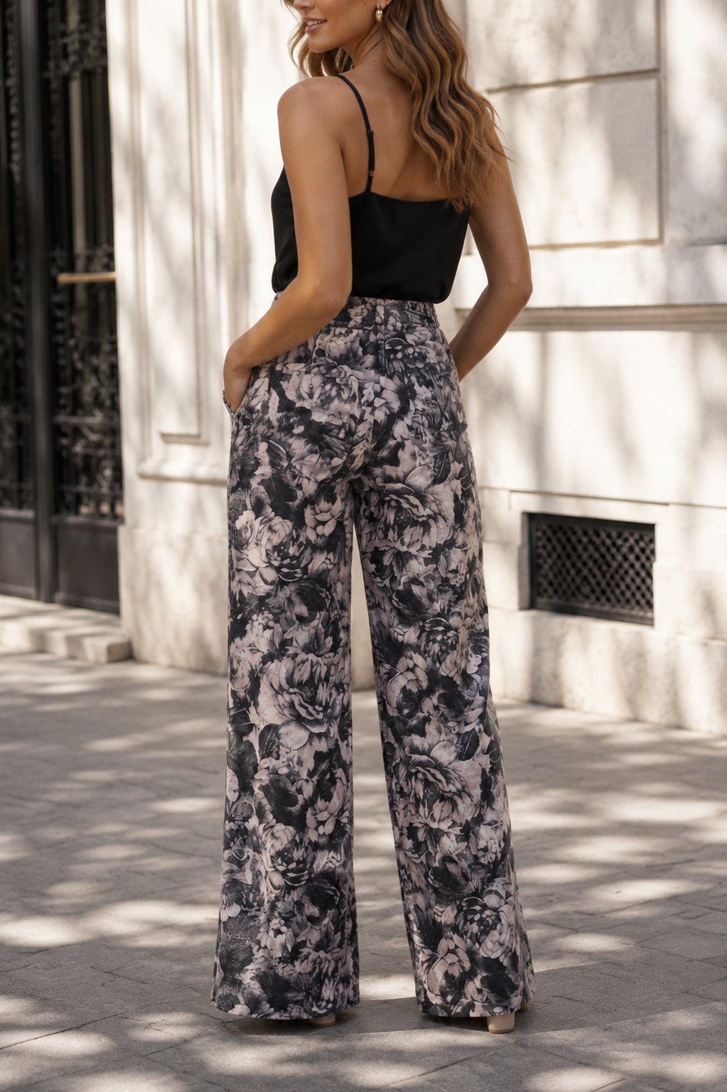 Pantalón Dama Botticelli · Wide Leg Tiro Alto Estampado Floral | - Purple Rain
