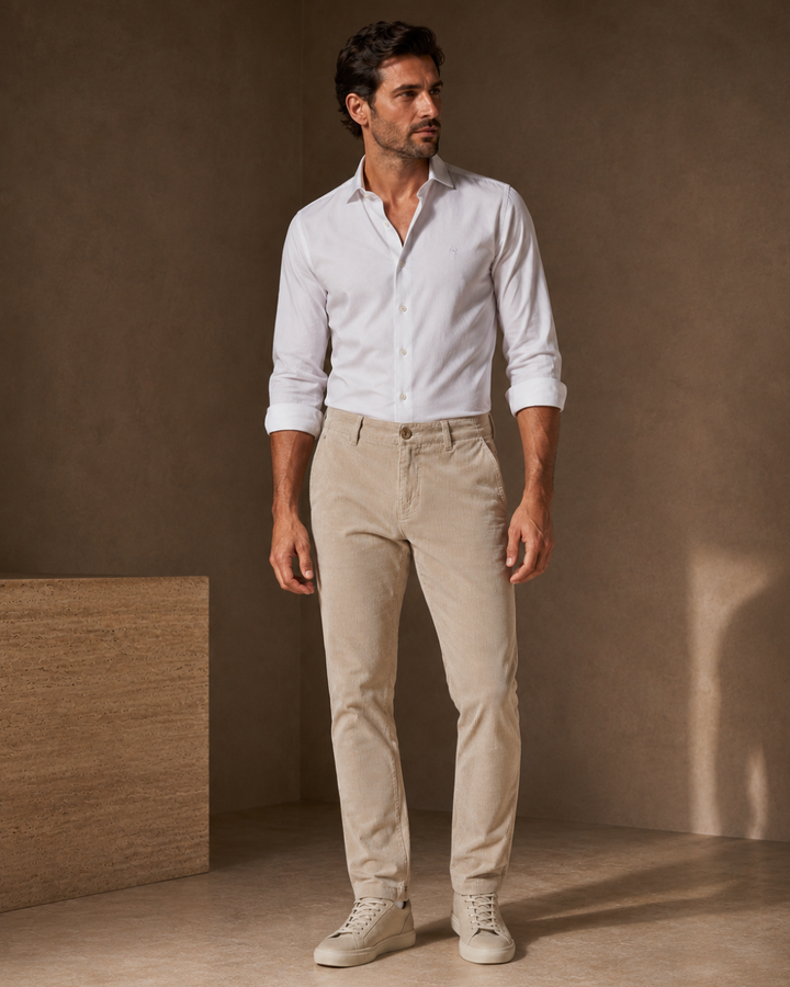 Pantalón Drill Hombre Chino Acanalado Stretch | Purple Rain