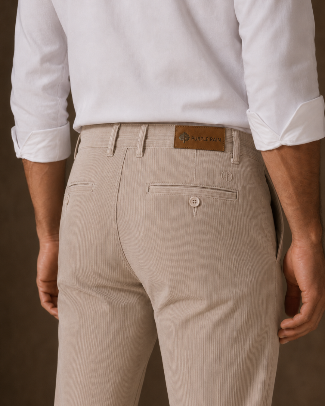 Pantalón Drill Hombre Chino Acanalado Stretch | Purple Rain