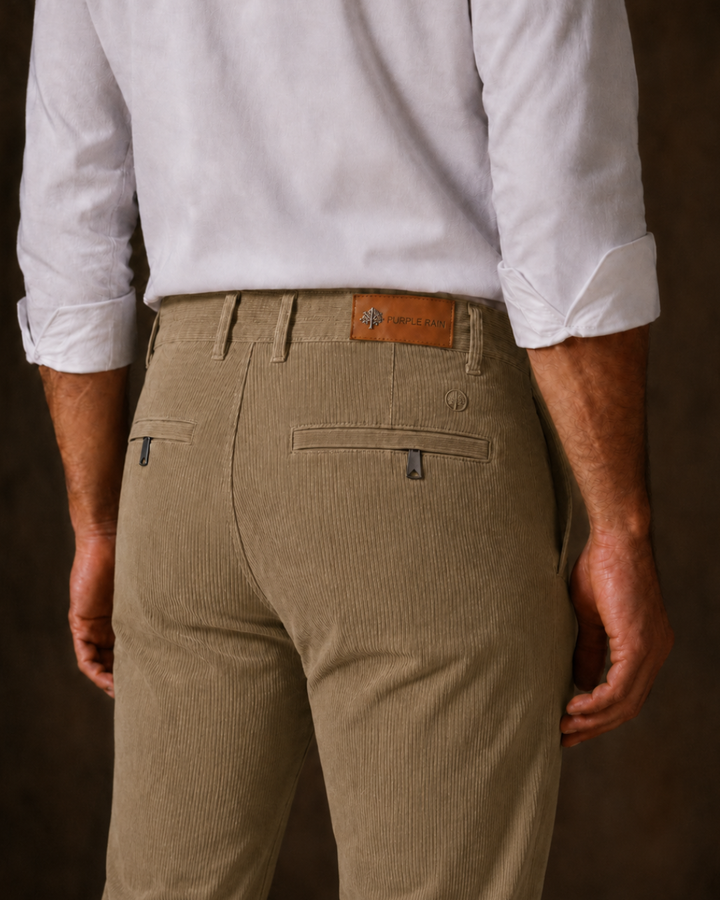 Pantalón Drill Hombre Chino Acanalado Stretch | Purple Rain