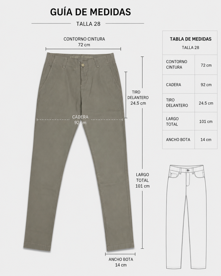 Pantalón Drill Hombre Chino Acanalado Stretch | Purple Rain