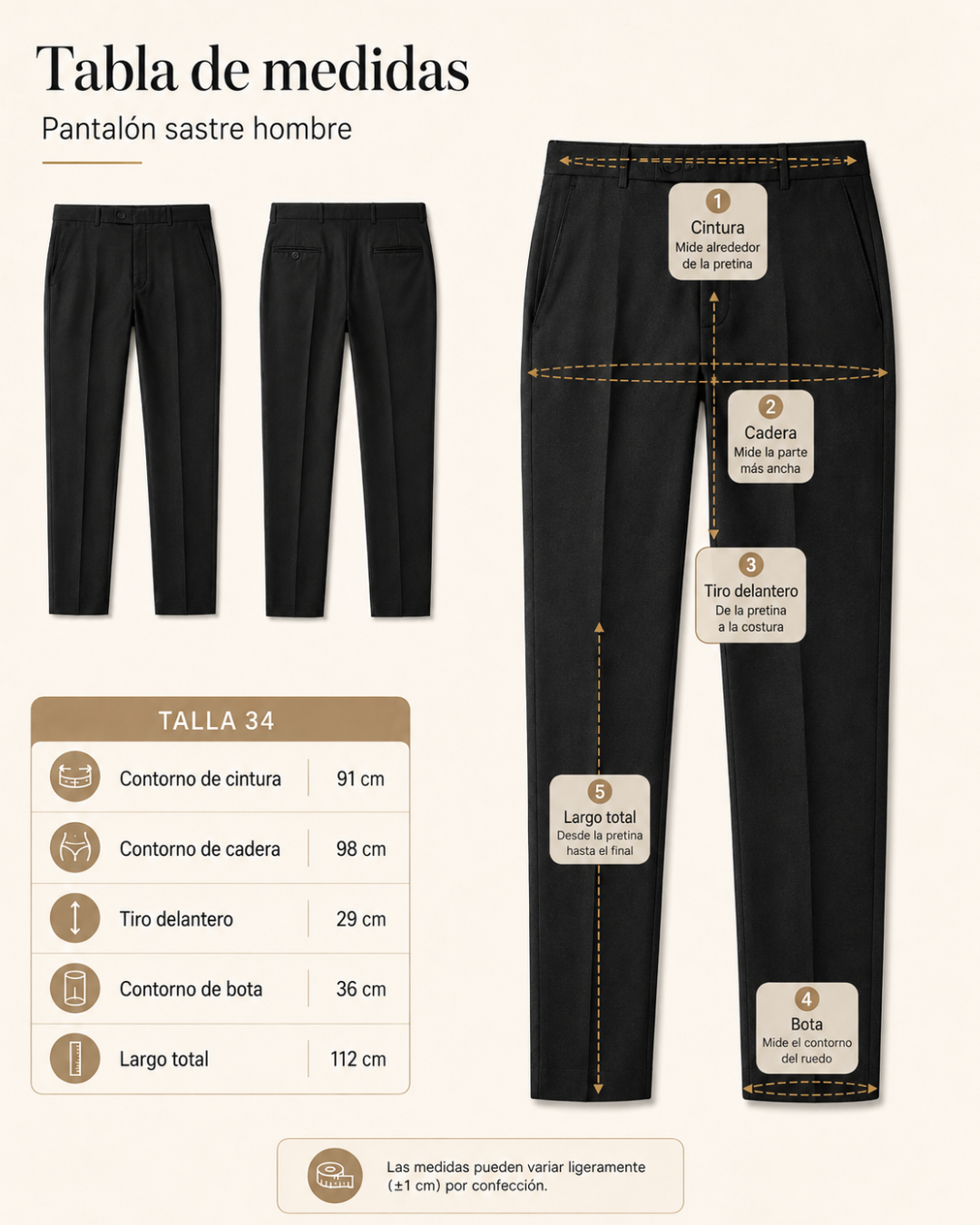 Pantalón Hombre pantalón sastrero tencel Café