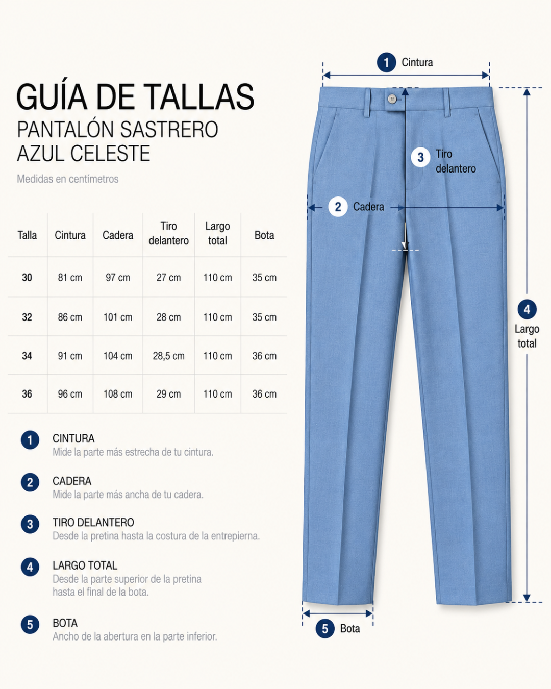 Pantalón Sastre Azul Claro para Hombre