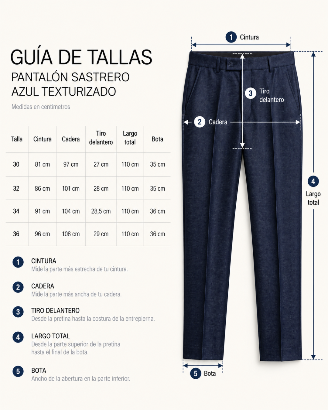 Pantalón Sastre para Hombre Slim Fit Texturizado Azul Marino