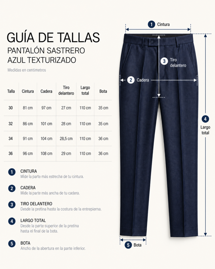 Pantalón Sastre para Hombre Slim Fit Texturizado Azul Marino