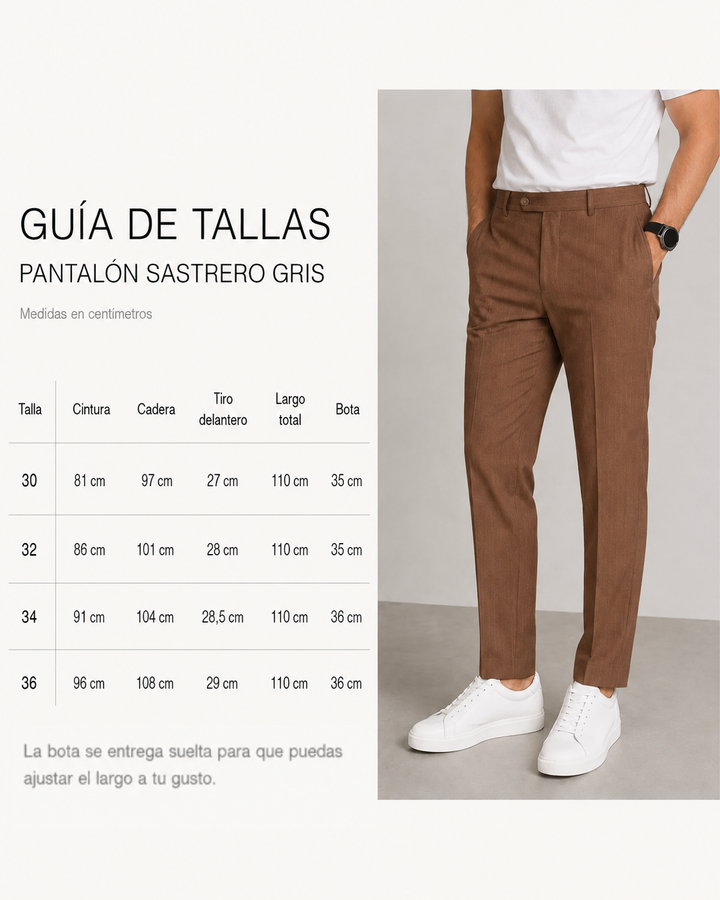 Pantalón Sastrero Hombre Recto Tipo Paño Castaño SALVATORE