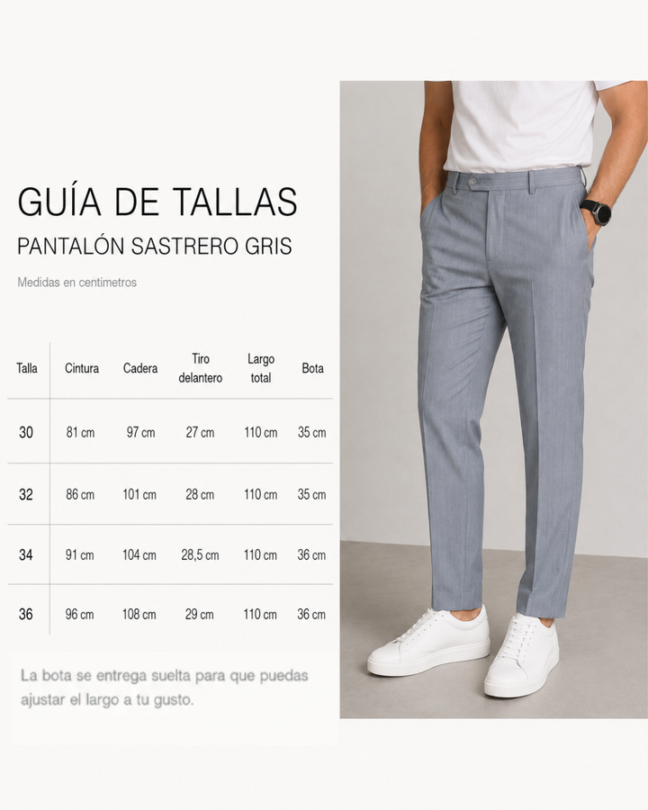 Pantalón Sastrero Hombre Recto Tipo Paño Gris Azulado SALVATORE