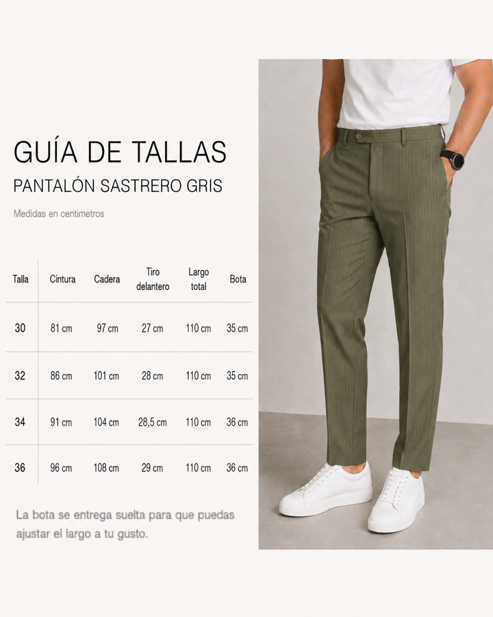 Pantalón Sastrero Hombre Recto Tipo Paño verde oliva SALVATORE