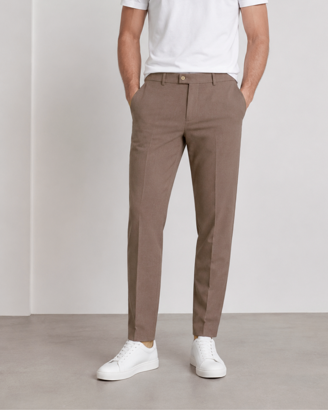 Pantalón Sastrero Textura Tipo Paño Café malva