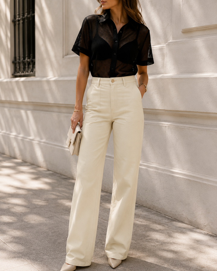 Pantalón texturizado mujer
