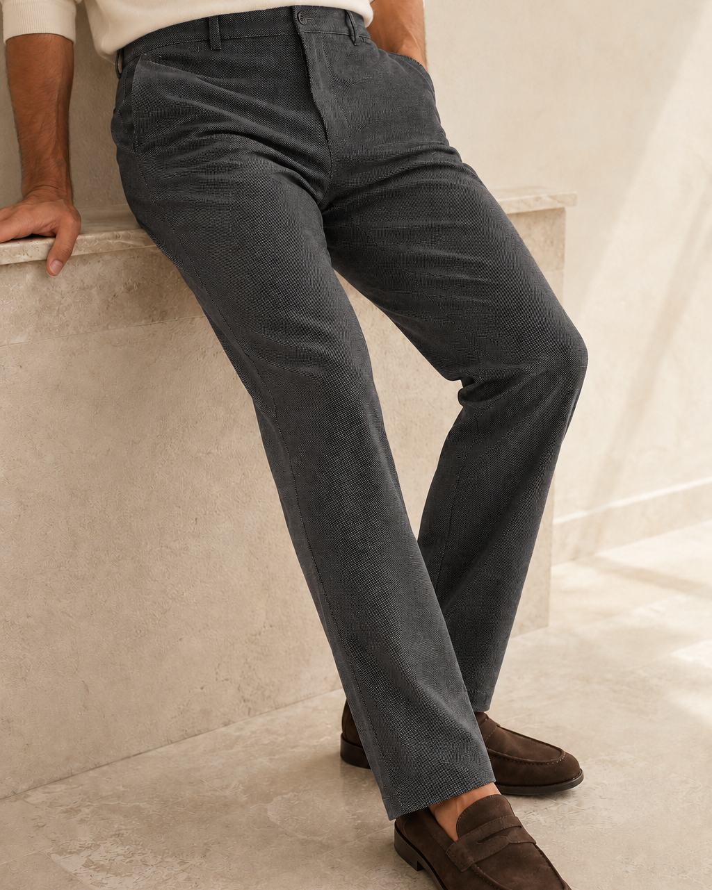 Pantalón gris texturizado hombre